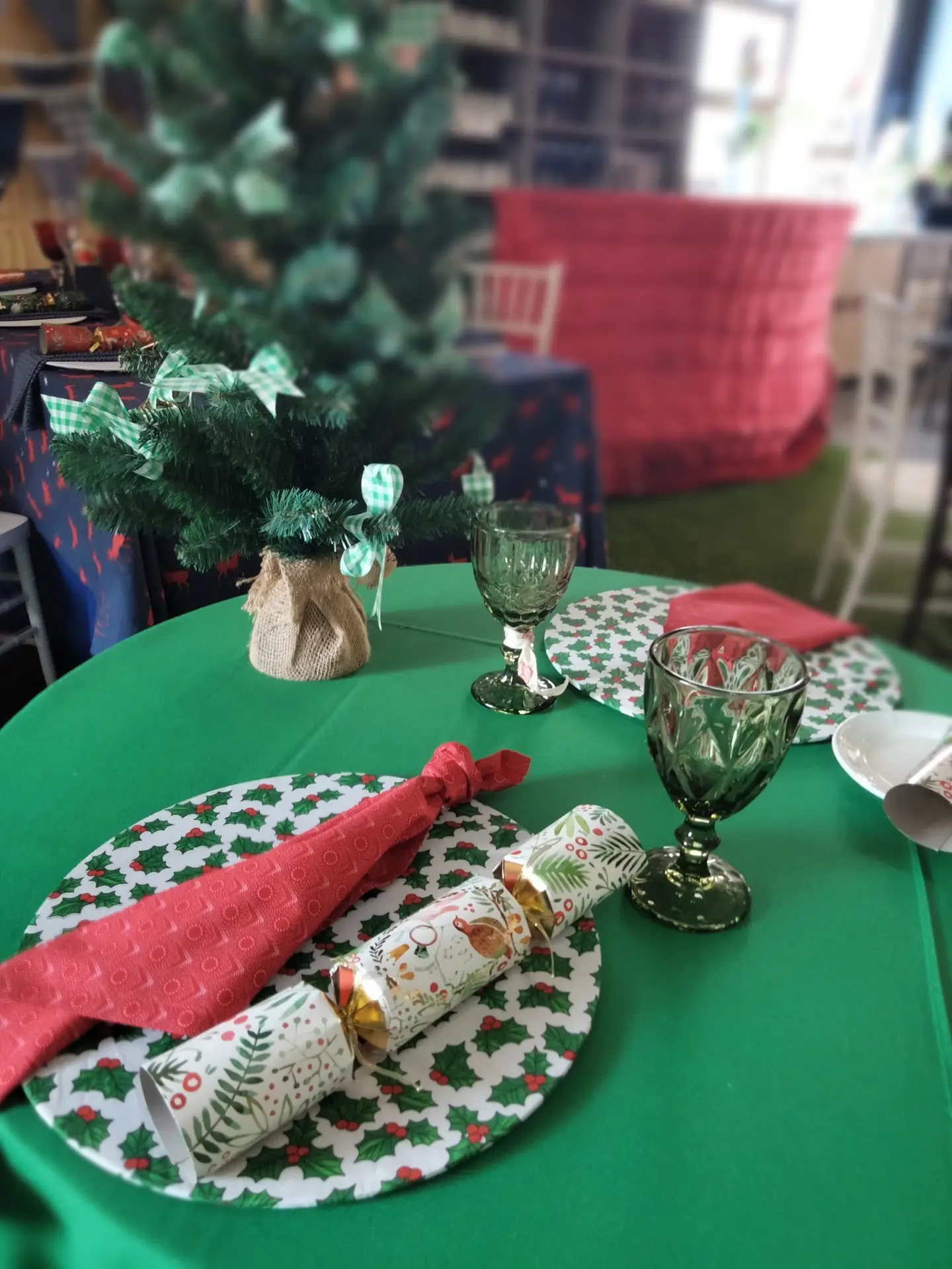 Colorful table setting with festive decor