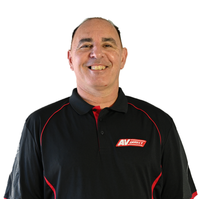 AV Direct team member smiling in branded polo