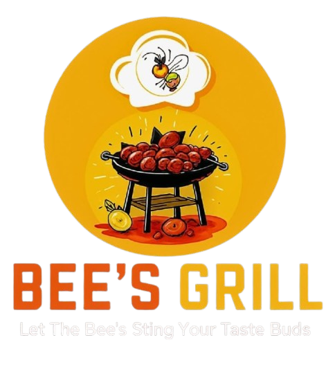 Logo of Bee's Grill featuring a grill and bee