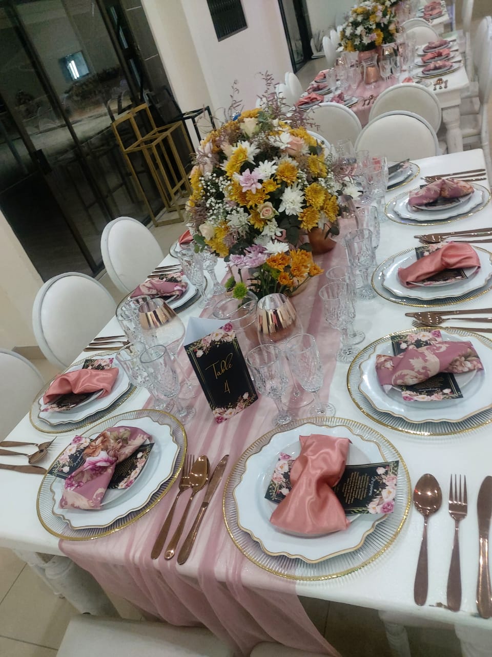 Styled table with flowers and elegant tableware