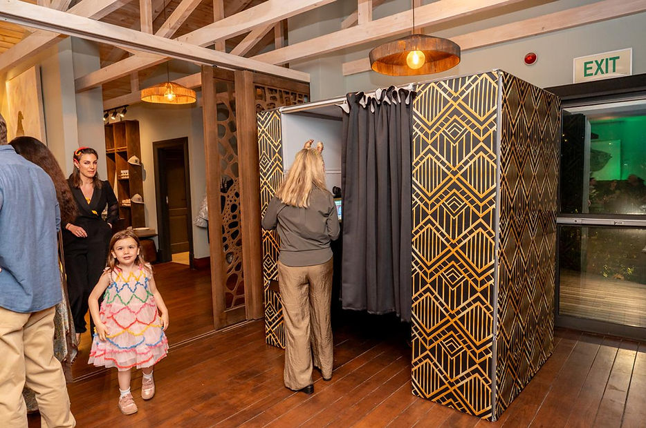 Art Deco photo booth in a wooden venue