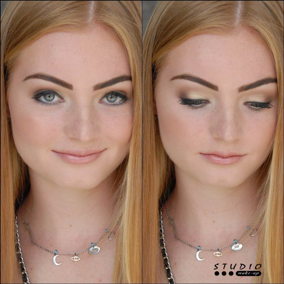 Model displaying bridal makeup with a natural finish.