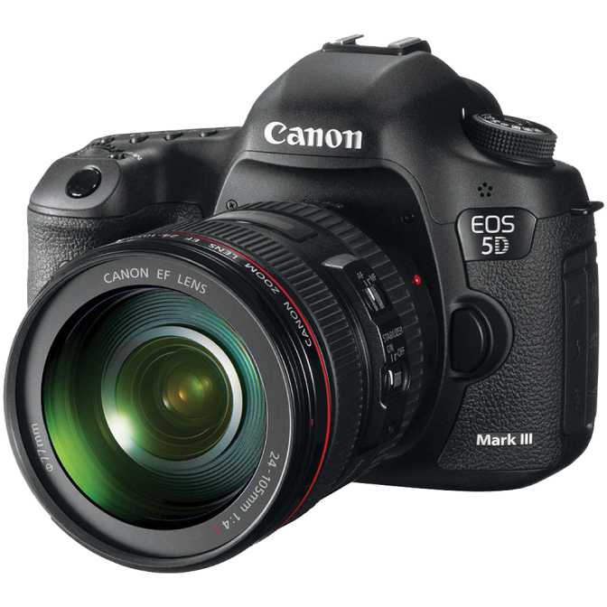 Canon EOS 5D Mark III camera with lens