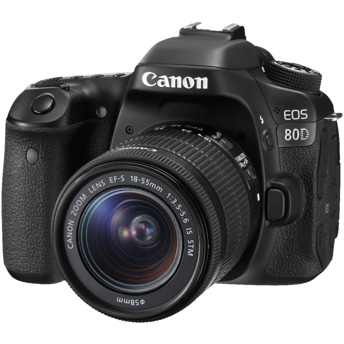 Canon EOS 80D camera with attached lens