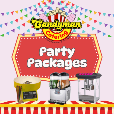 Candyman Catering party packages graphic with food machines