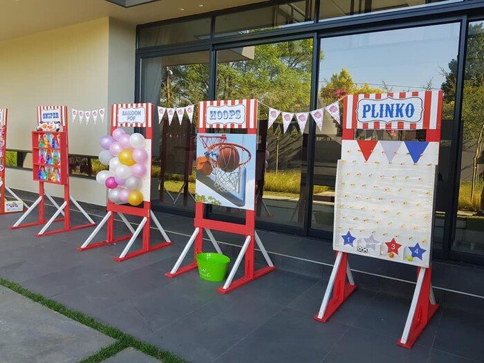 Carnival games setup with colorful decorations