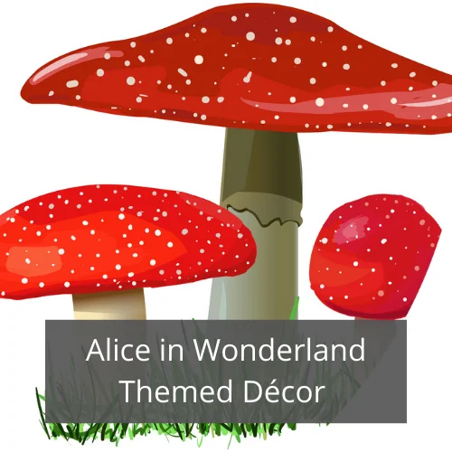 Colorful red mushrooms with white spots on green grass