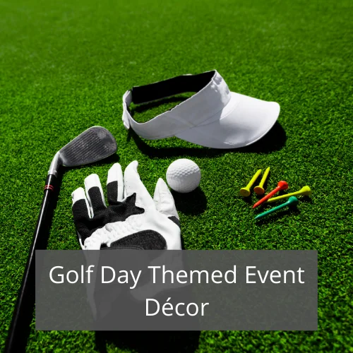Golf visor, club, ball, and tees on grass