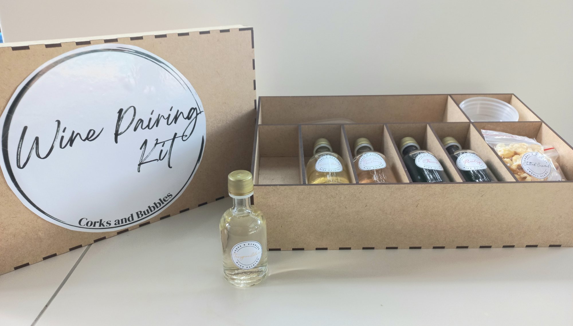 Displayed Wine Pairing Kit by Corks and Bubbles
