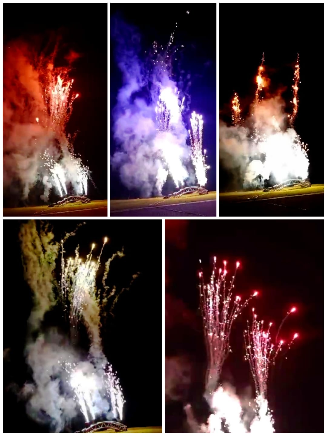 Fireworks display with colorful sparks and smoke
