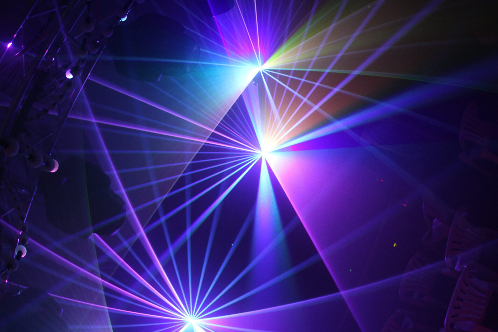 Colorful laser lights creating dynamic patterns