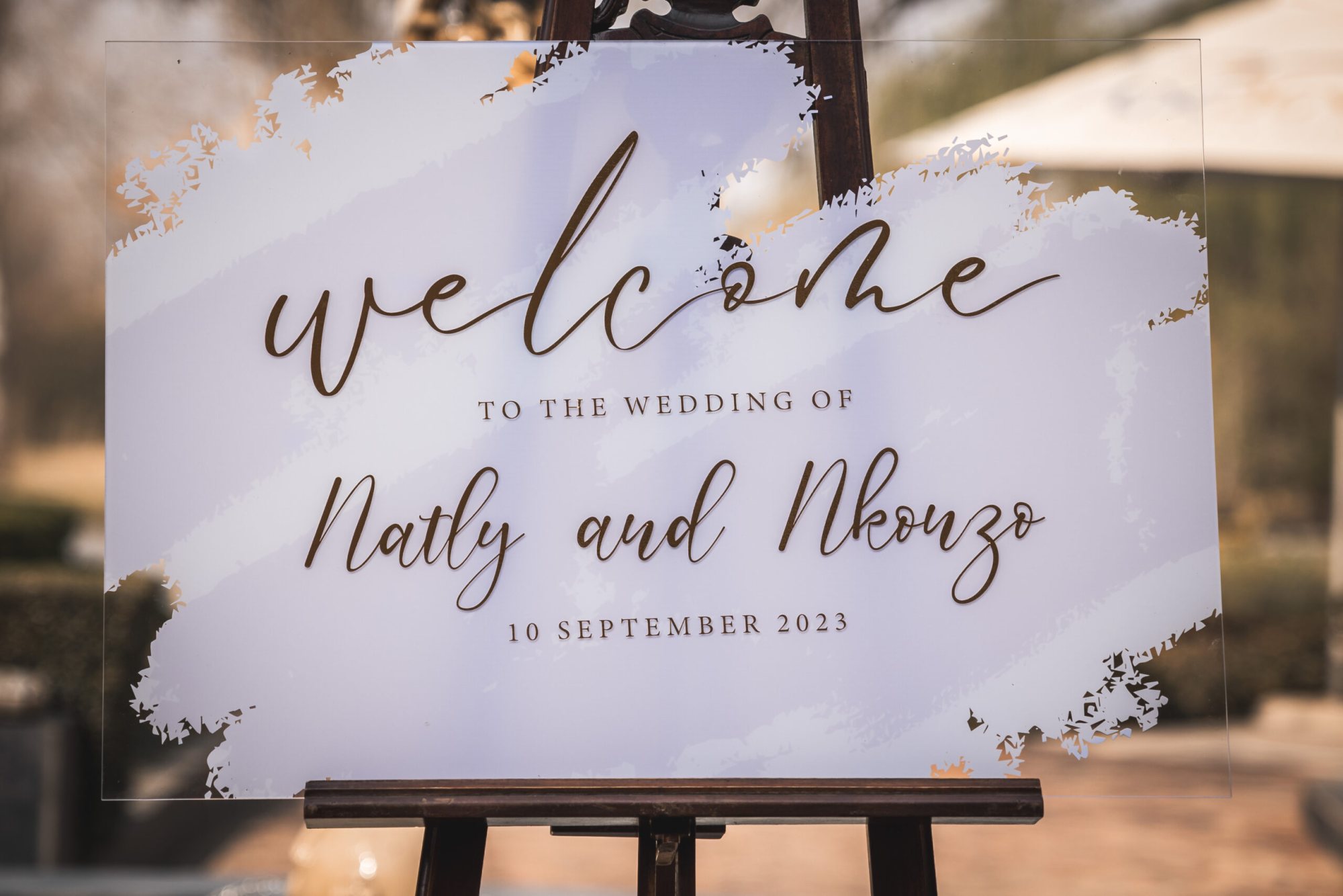Welcome sign for Natly and Nlonzo's wedding