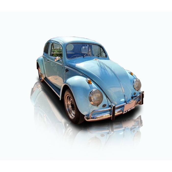 Light blue vintage car with chrome detailing