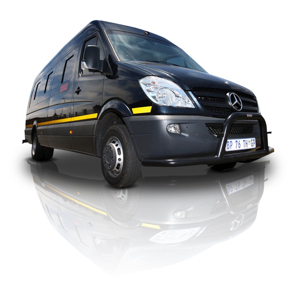 Black luxury party bus with reflective surface