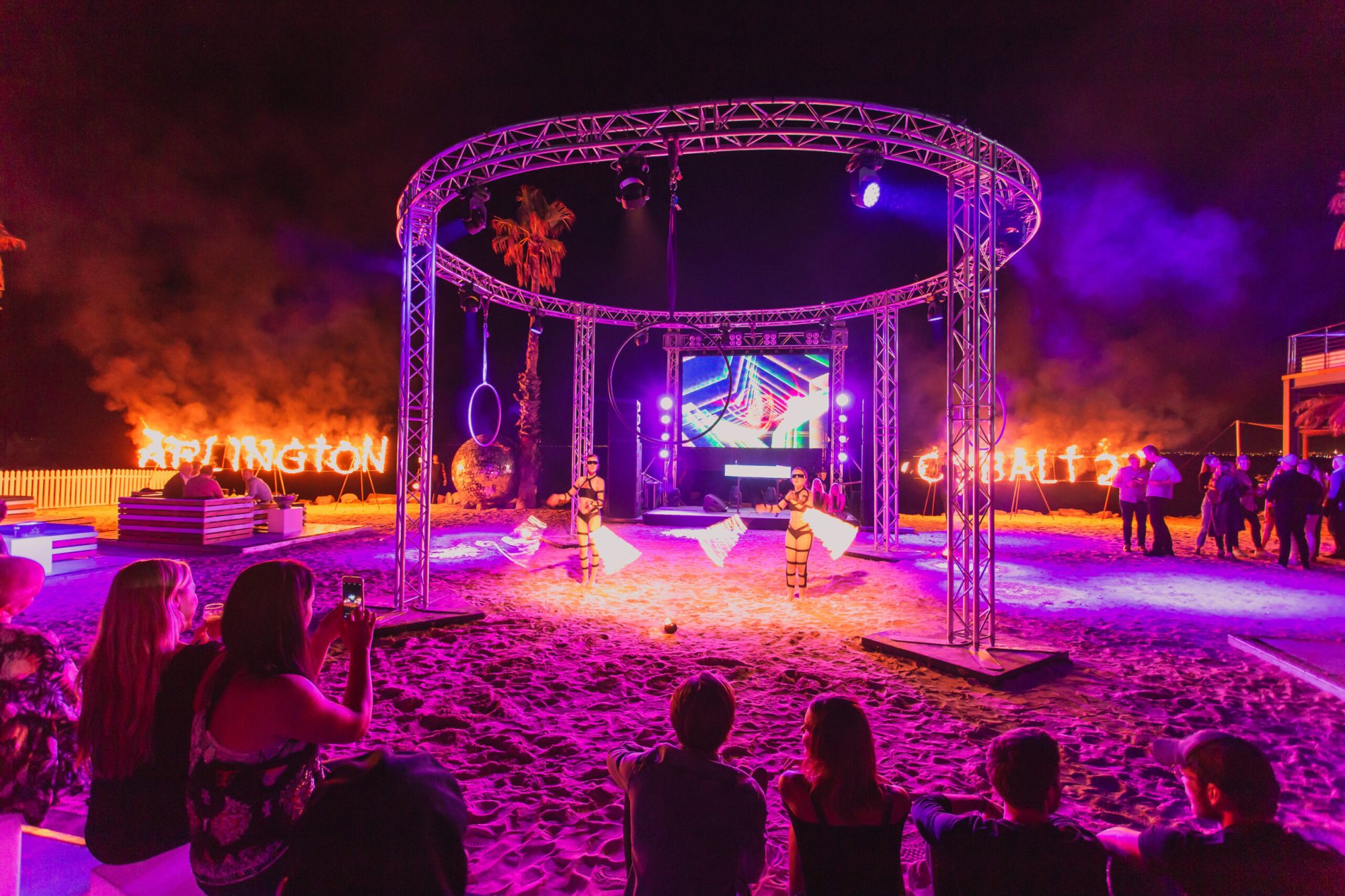 FireTribe LED and fire performers at a beach event