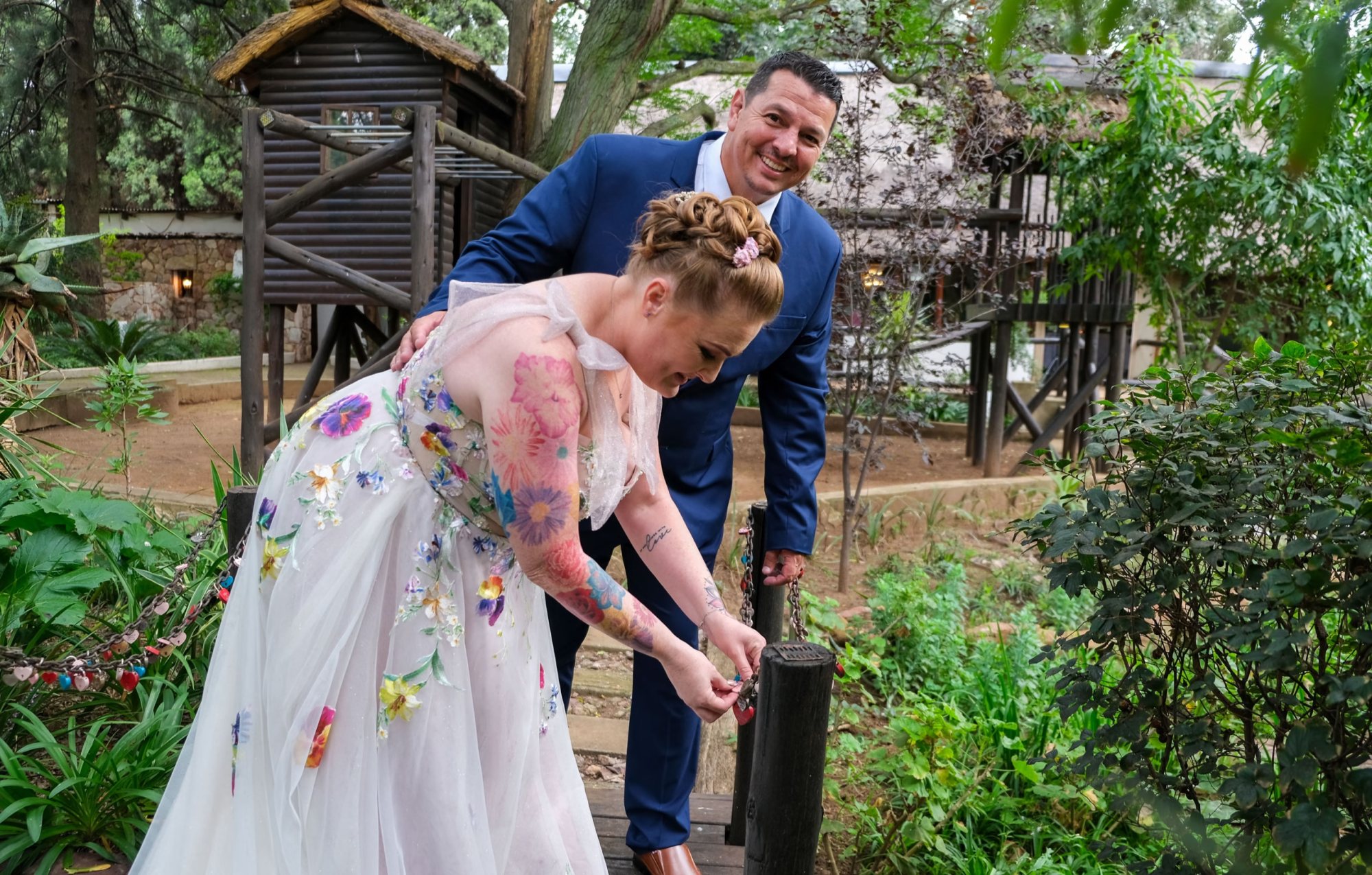 Couple enjoying a moment near the garden at Forevermore Moments