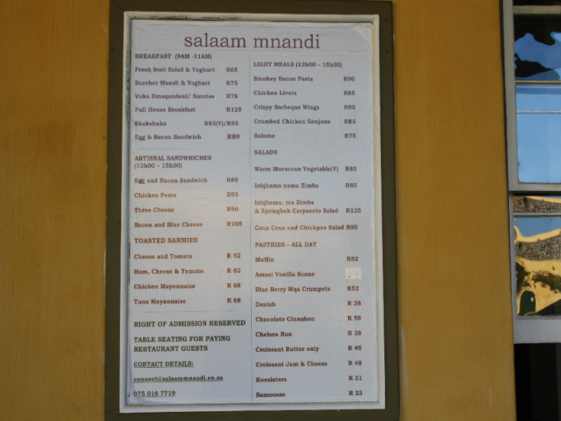 Catering menu with breakfast and light meal options