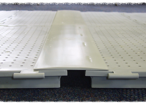 Close-up of interlocking flooring panels