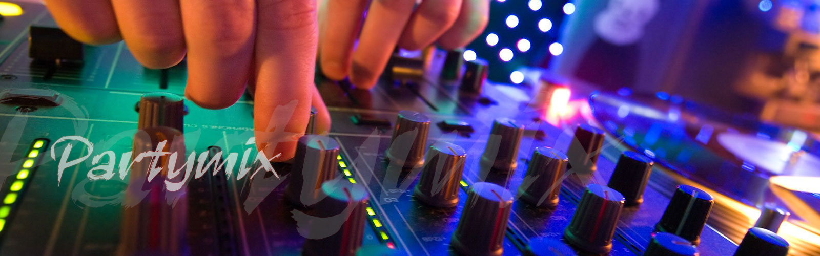 DJ mixer and controls at an animated event setup