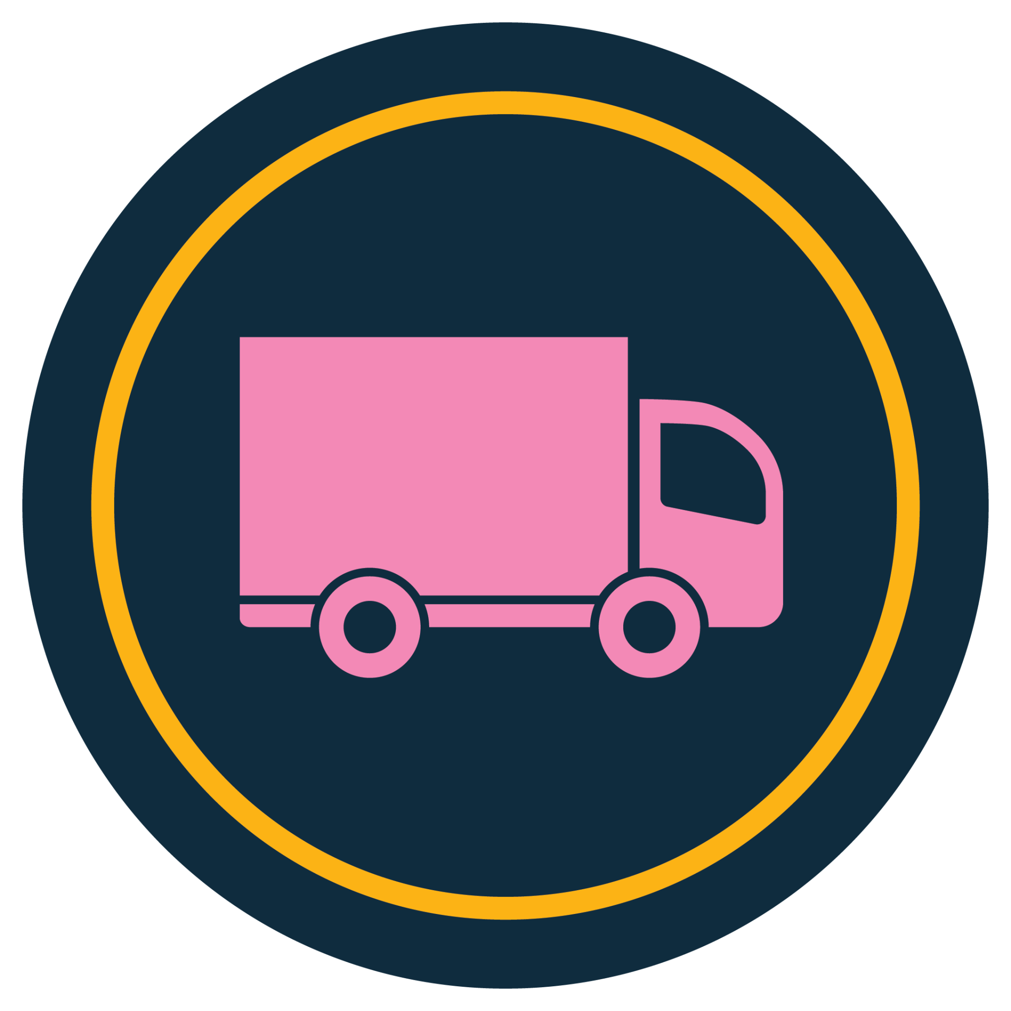 Graphic of a pink delivery truck