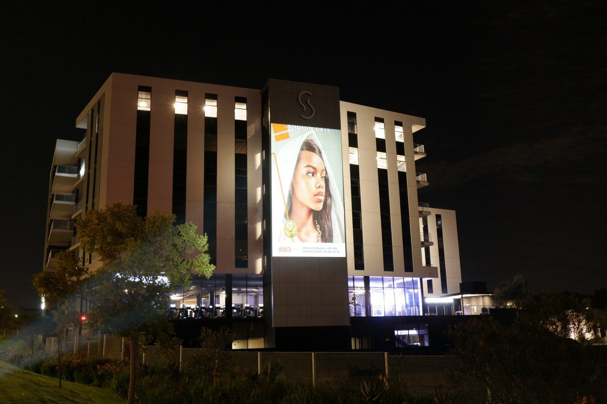 Building transformed with a large-scale projection display at night