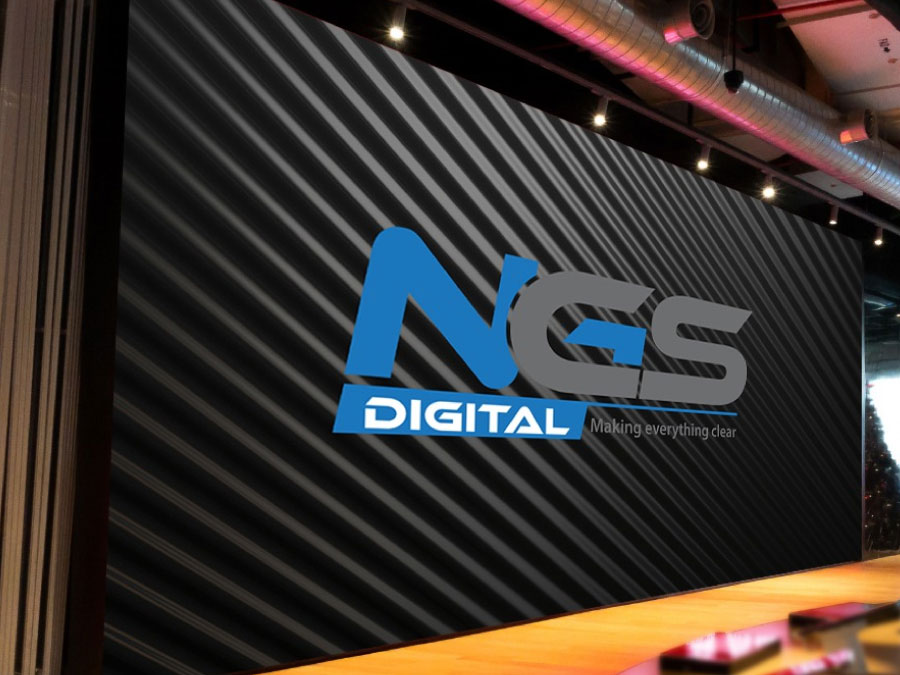 NGS Digital logo on a textured background
