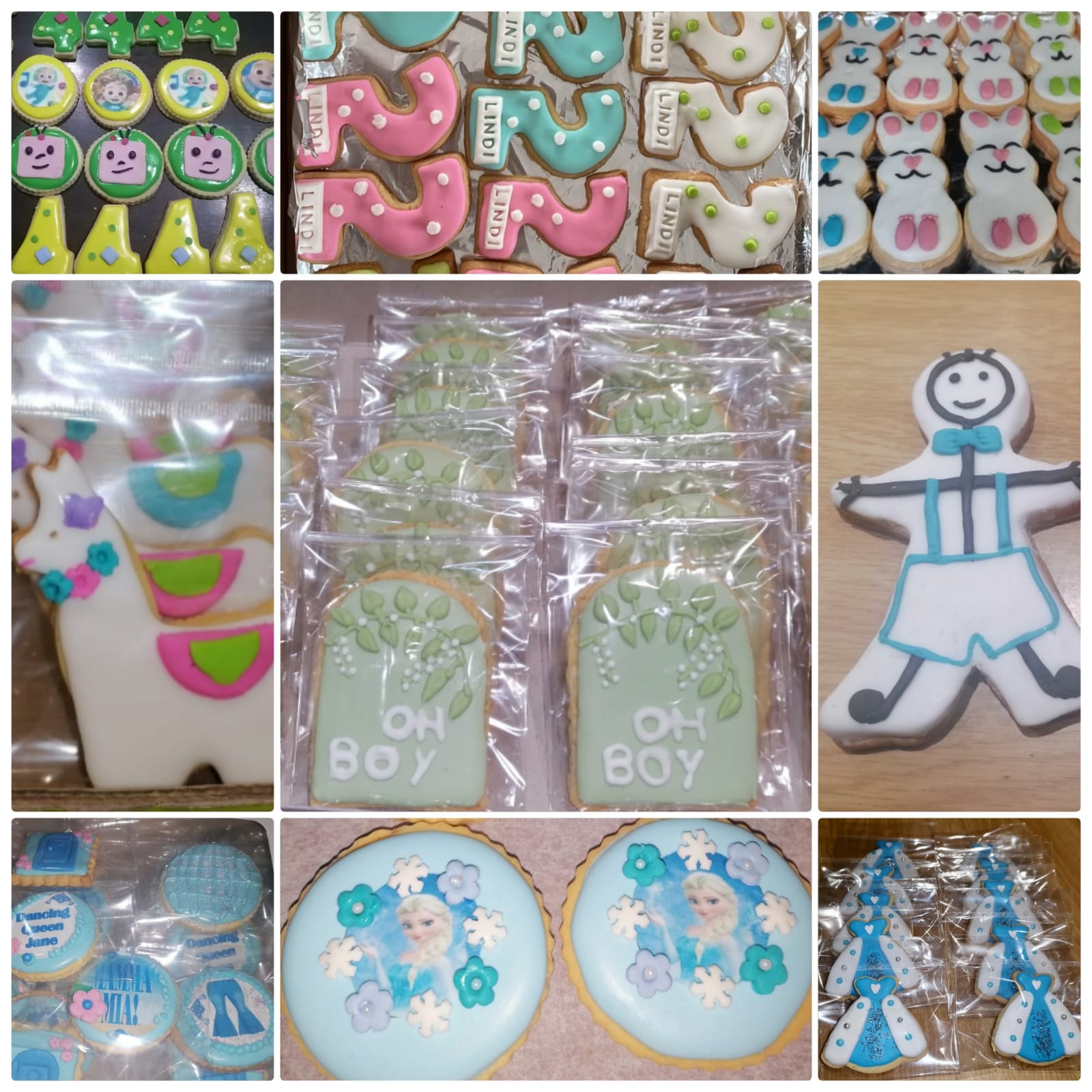Assorted decorated cookies with various themes and designs