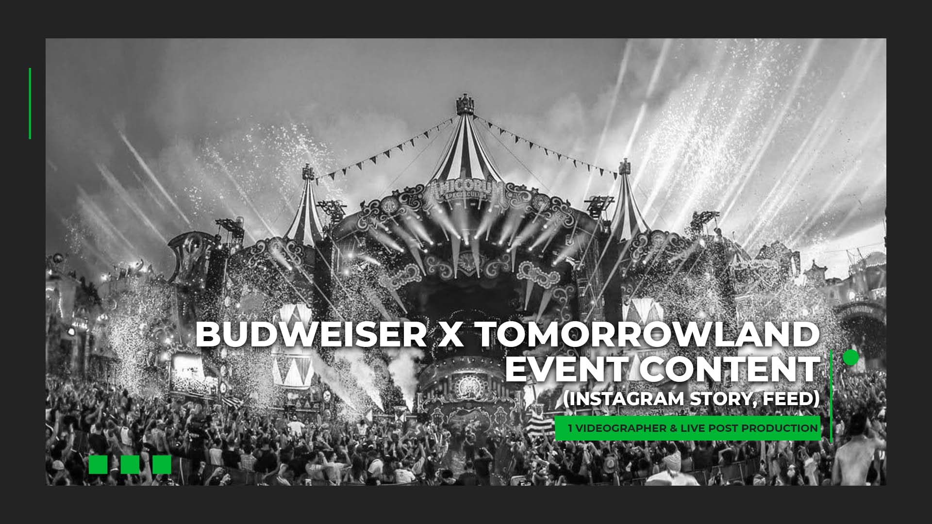 Event content showcasing the Budweiser x Tomorrowland collaboration.