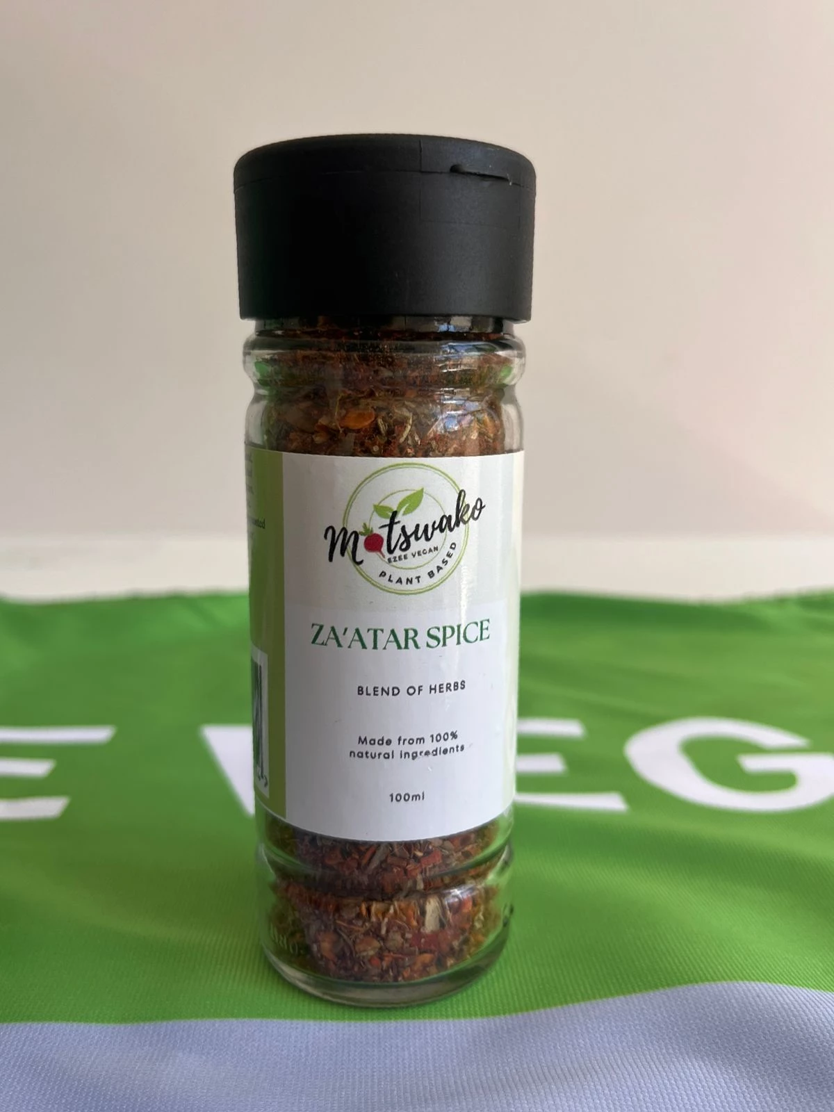 Bottle of Za'atar spice blend from Motswako Ezee Vegan
