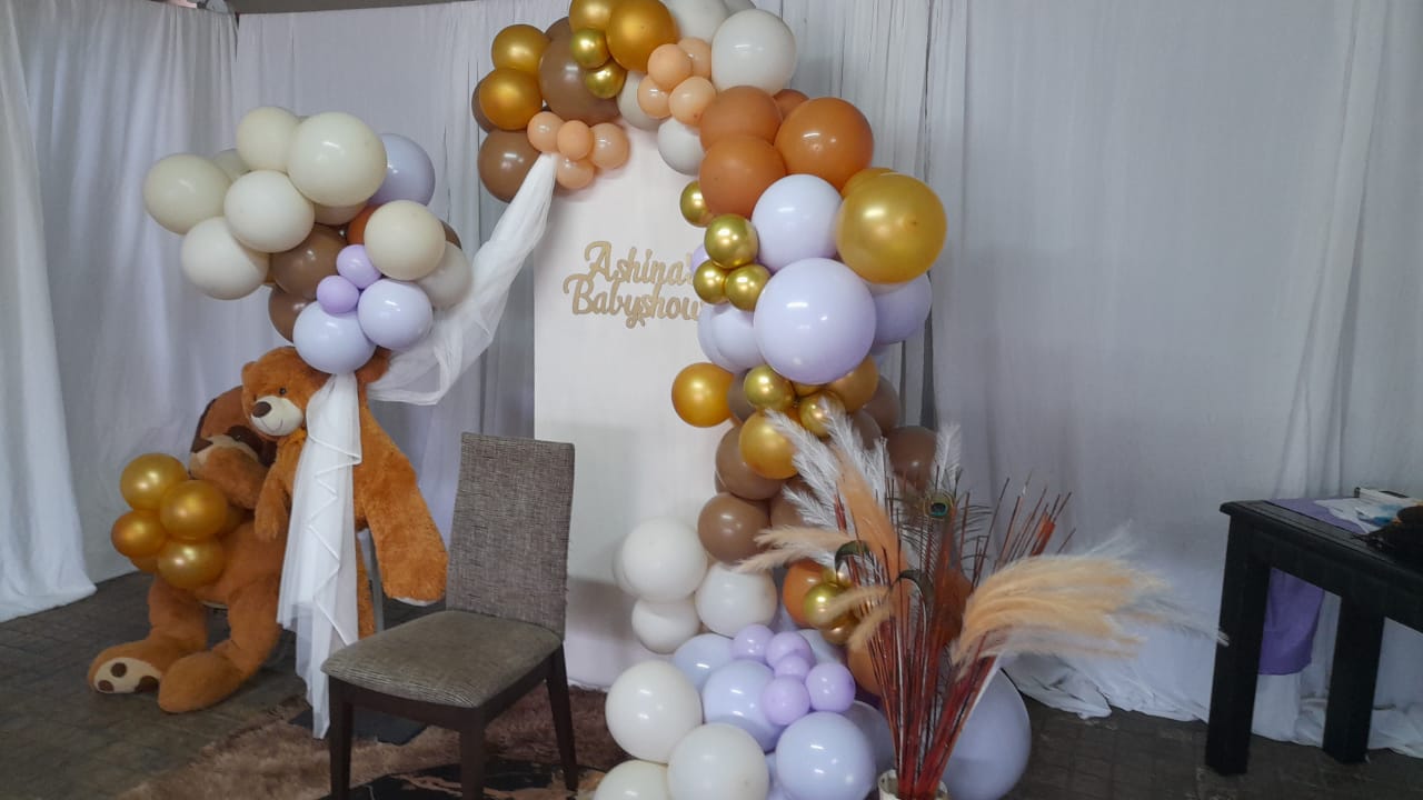 Colorful balloon arrangement for a celebration backdrop