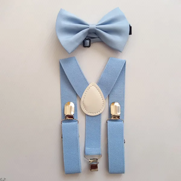 Baby blue bow tie and suspender set for children