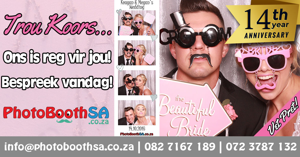 Anniversary graphic for PhotoBoothSA with contact details