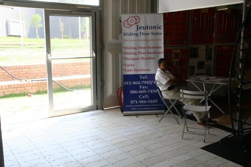 Inside view of a versatile event space with sliding door display.