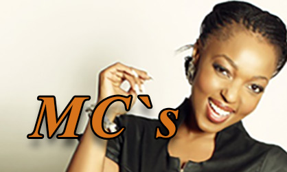 Confident female MC smiling, with 'MC's' text overlay.