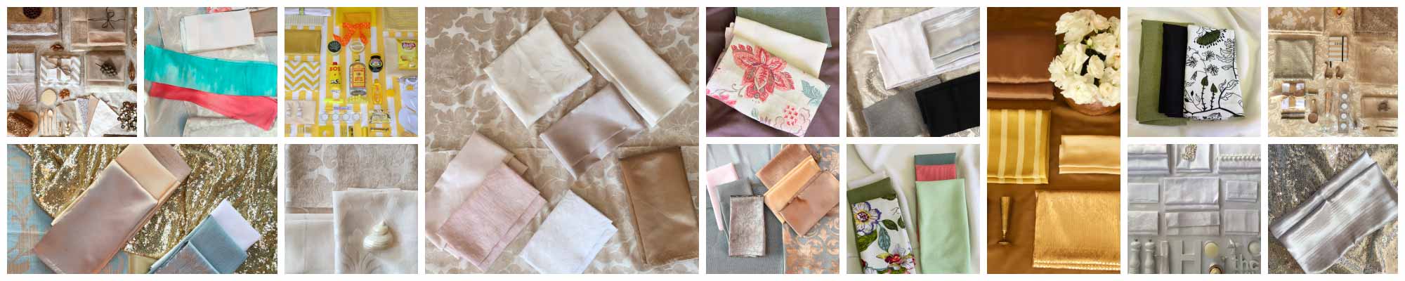 A selection of table runners in various fabrics and colors