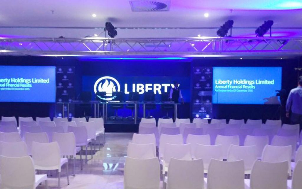 LED screen setup for a corporate event