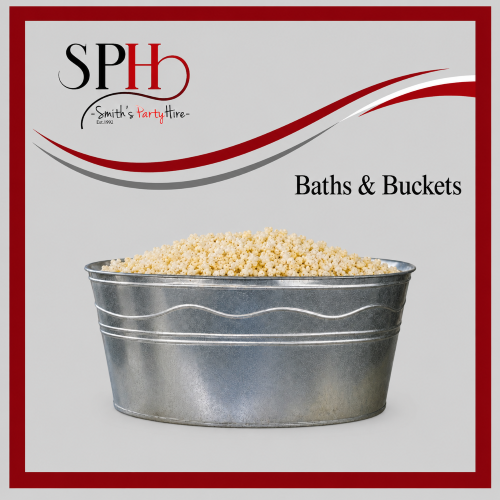 Decorative metal bucket filled with beads