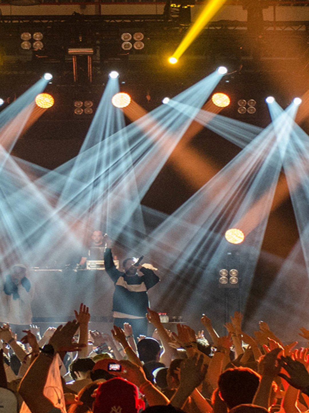 Vibrant lighting setup during a live music event