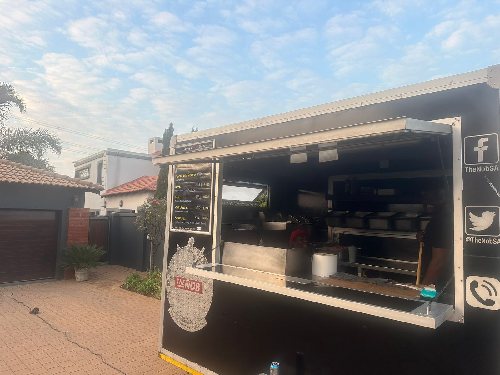 The Nob Burger food truck in a residential area.