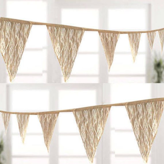 Lace decorative bunting in a bright setting