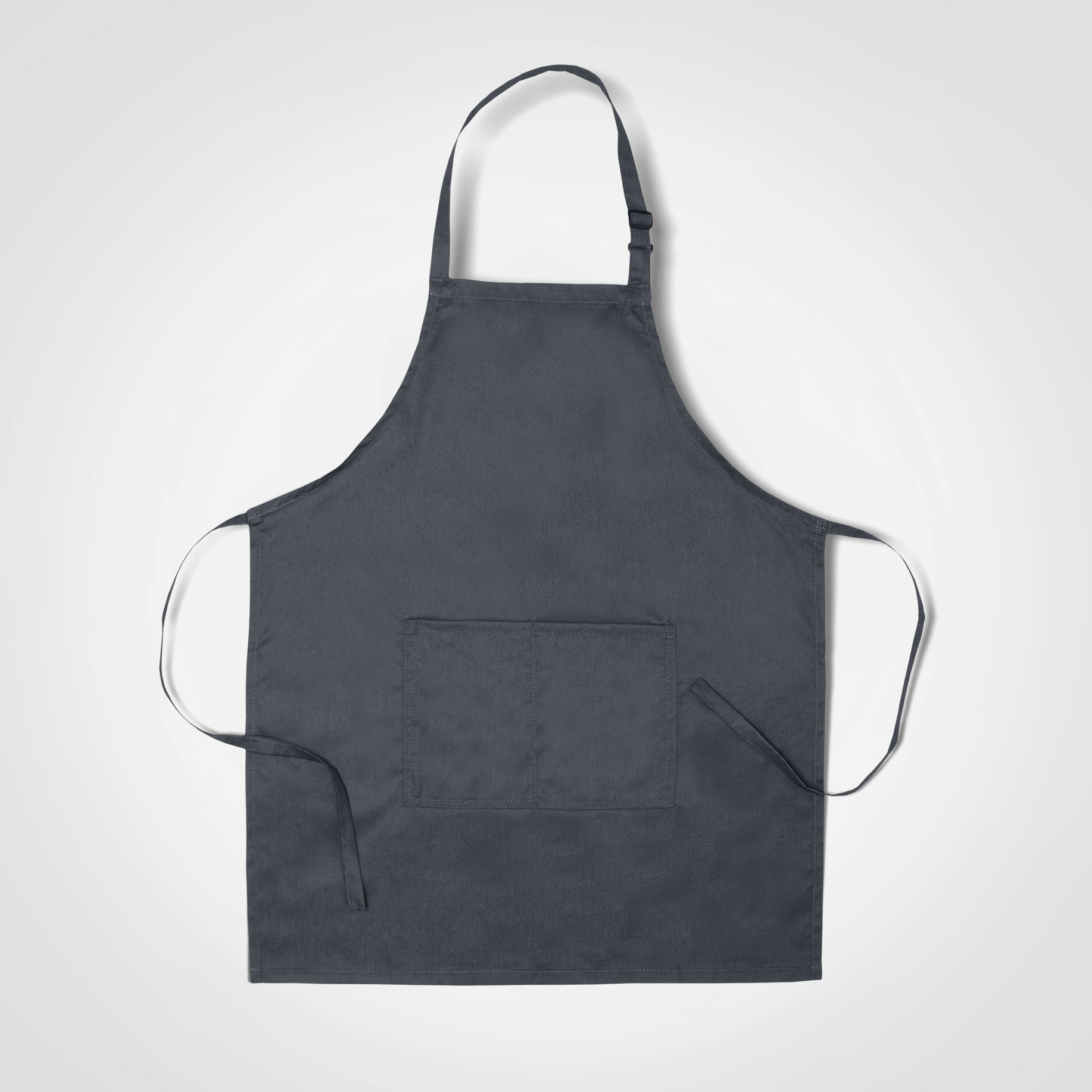 Plain dark grey apron with pocket