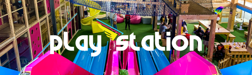 Colorful play area with slides at Play Station in Johannesburg