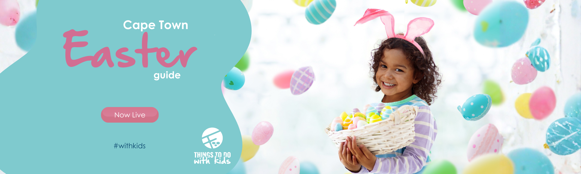 Easter guide image featuring a girl with a basket of eggs