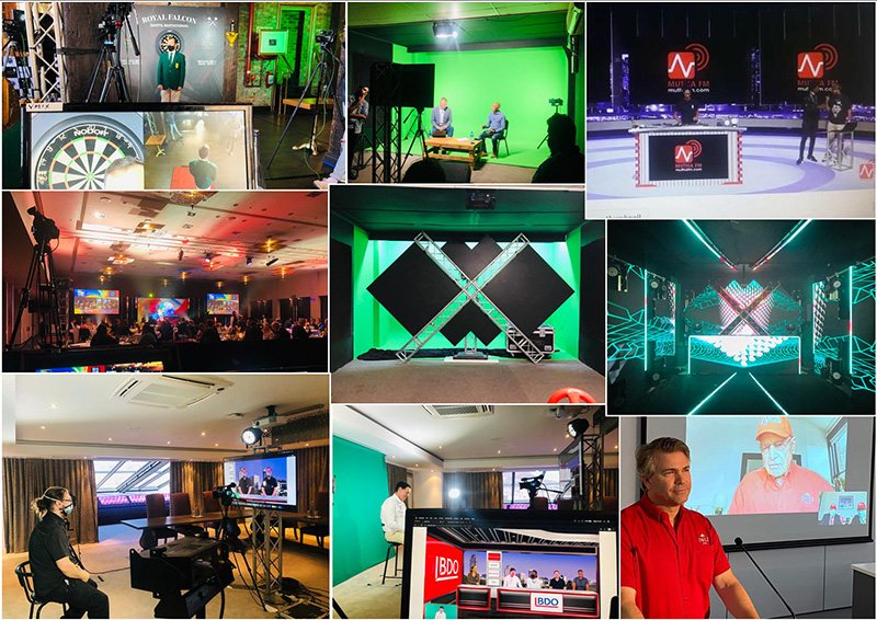 Montage of various LED screen setups at live events