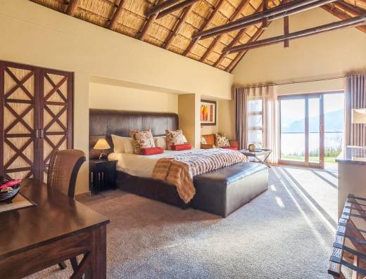 Stylish chapel room with bed and scenic view
