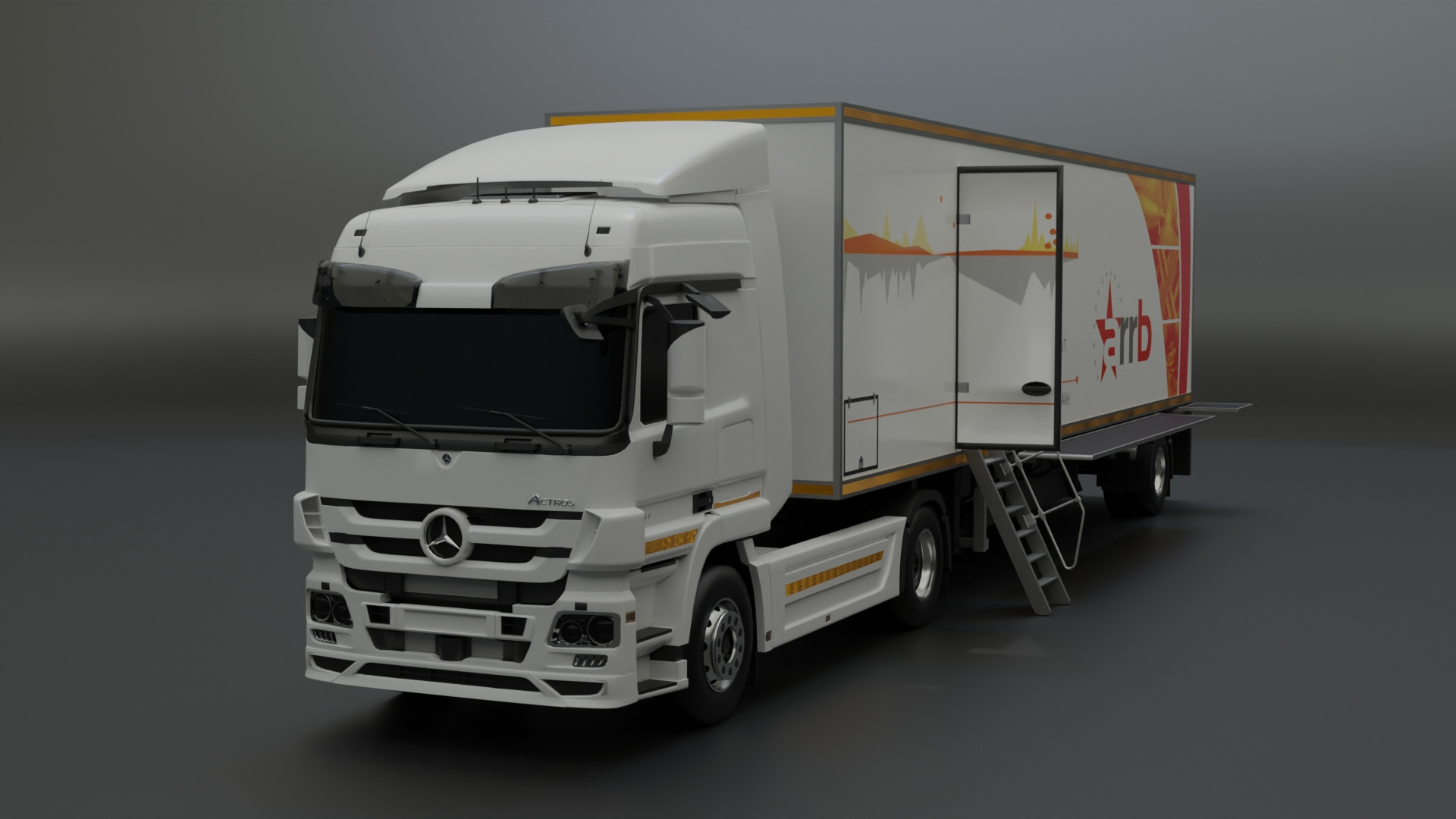 Mobile virtual reality truck with branded exterior and entry steps.