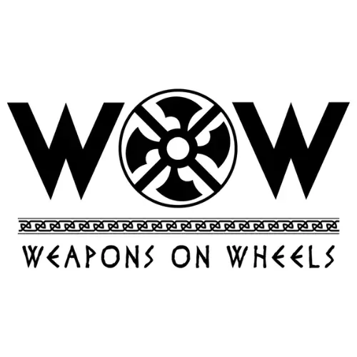 Logo of Weapons On Wheels with stylized text