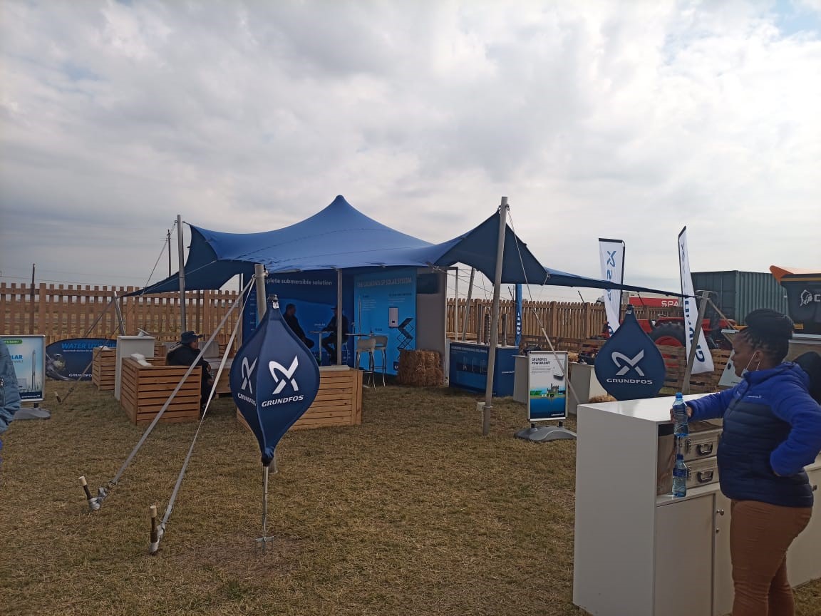 Event tent with setup and promotional materials