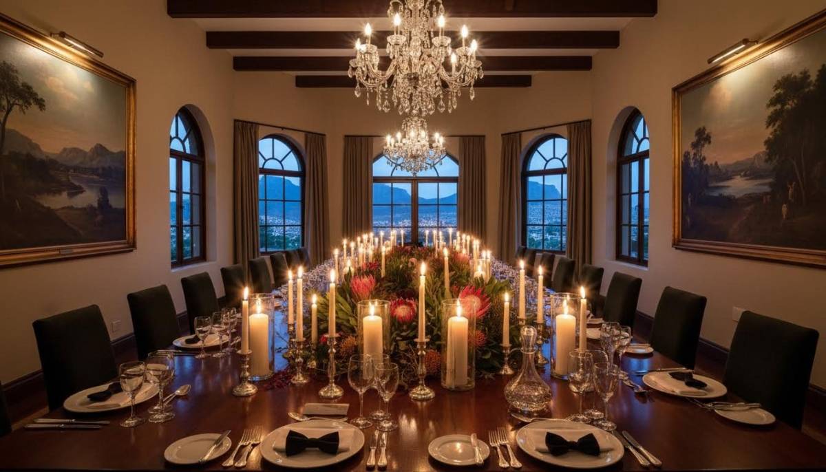 Elegant themed dinner table in a private dining room