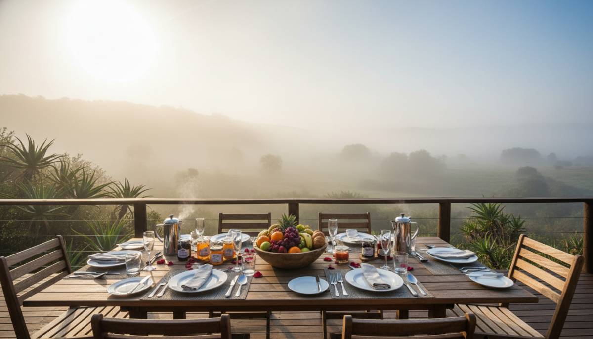 Guesthouse breakfast table for a small milestone stayover